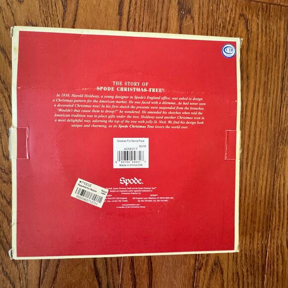 Spode Christmas Tree Cookies For Santa Plate 9" 4056317 Box Macy's Holiday - Picture 13 of 15